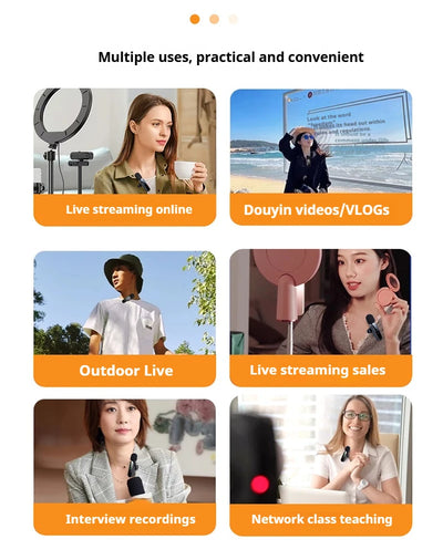 Pink 1 in 4 Lavalier Microphone Noise Cancelling Wireless With Wind Muff Lapel Mic For iPhone Android Camera 4 Pack LED Display - LKBA