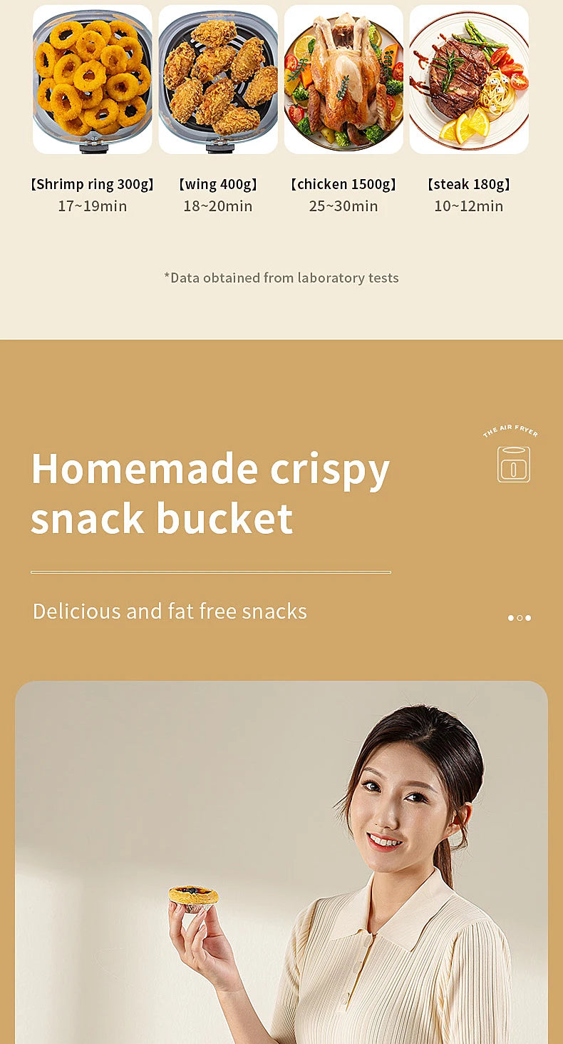 Smart Electric Air Fryer Large Capacity Convection Oven Deep Fryer Without Oil Kitchen 360°Baking - LKBA