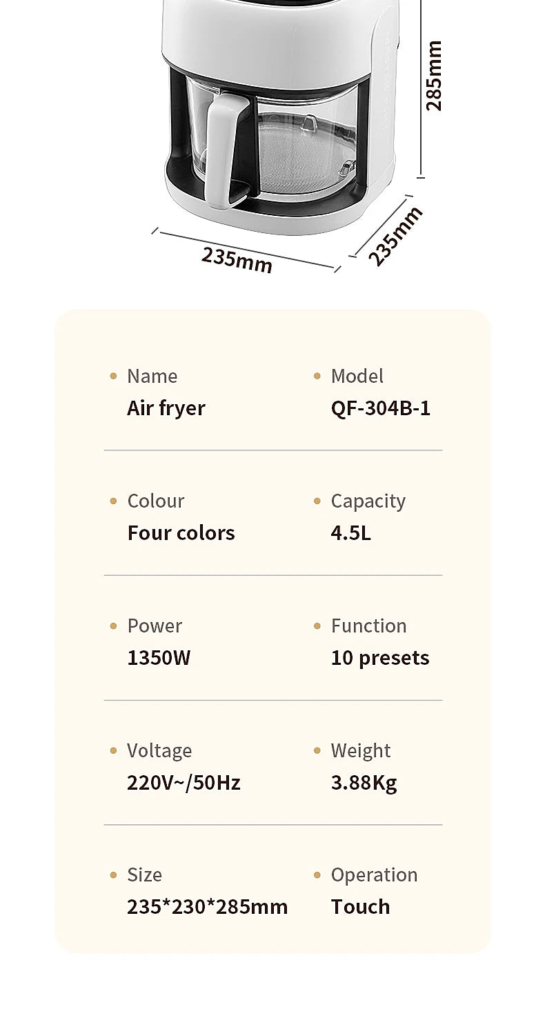 Smart Electric Air Fryer Large Capacity Convection Oven Deep Fryer Without Oil Kitchen 360°Baking - LKBA