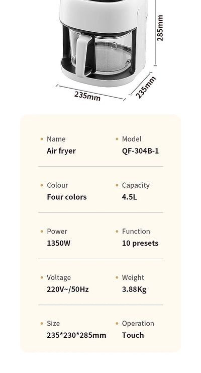 Smart Electric Air Fryer Large Capacity Convection Oven Deep Fryer Without Oil Kitchen 360°Baking - LKBA