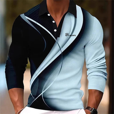 Men's Graphic Polo Shirts Golf Shirt Long Sleeve Polo Shirts Collared Shirts Casual. - LKBA