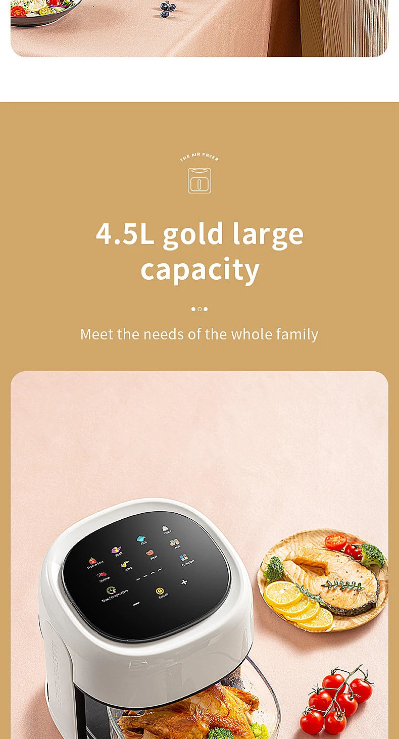 Smart Electric Air Fryer Large Capacity Convection Oven Deep Fryer Without Oil Kitchen 360°Baking - LKBA