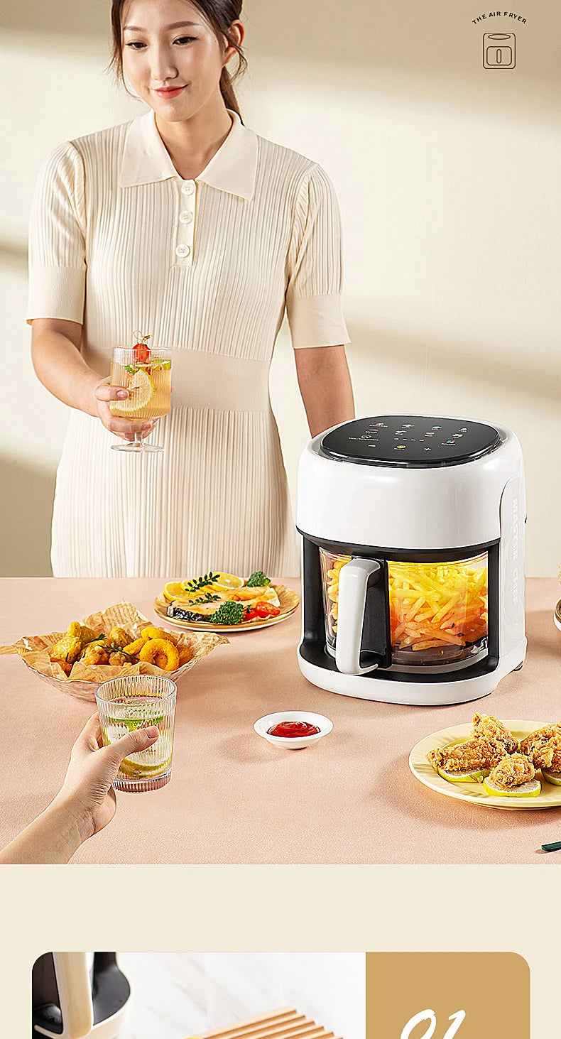 Smart Electric Air Fryer Large Capacity Convection Oven Deep Fryer Without Oil Kitchen 360°Baking - LKBA