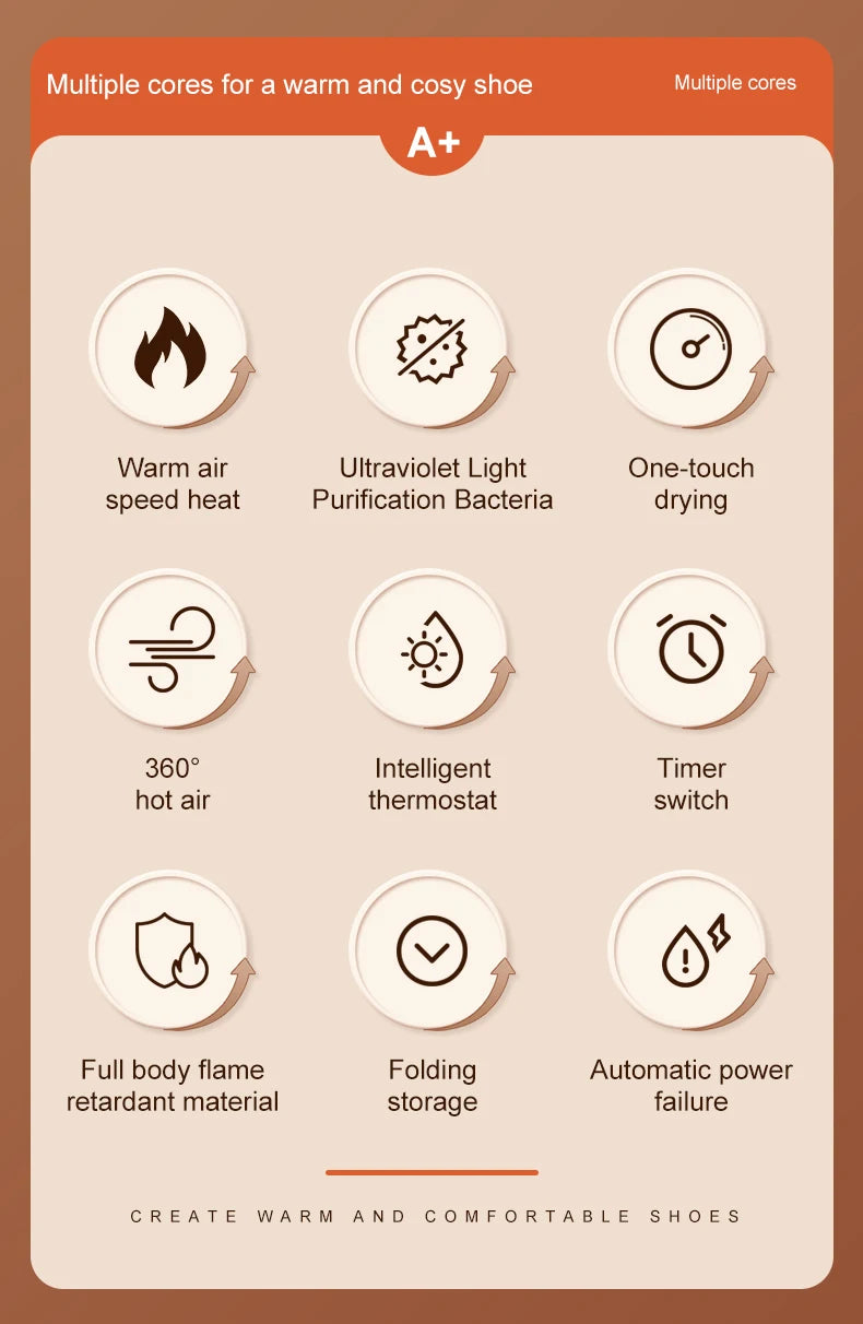 Shoe Dryers Sterilization Dehumidification Portable Shoe Rack Heater Deodorizer Dehumidifier Device Quick Drying Shoe Dryer - LKBA