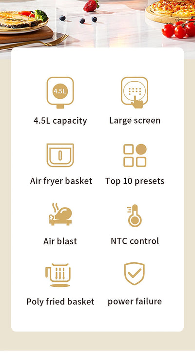 Smart Electric Air Fryer Large Capacity Convection Oven Deep Fryer Without Oil Kitchen 360°Baking - LKBA