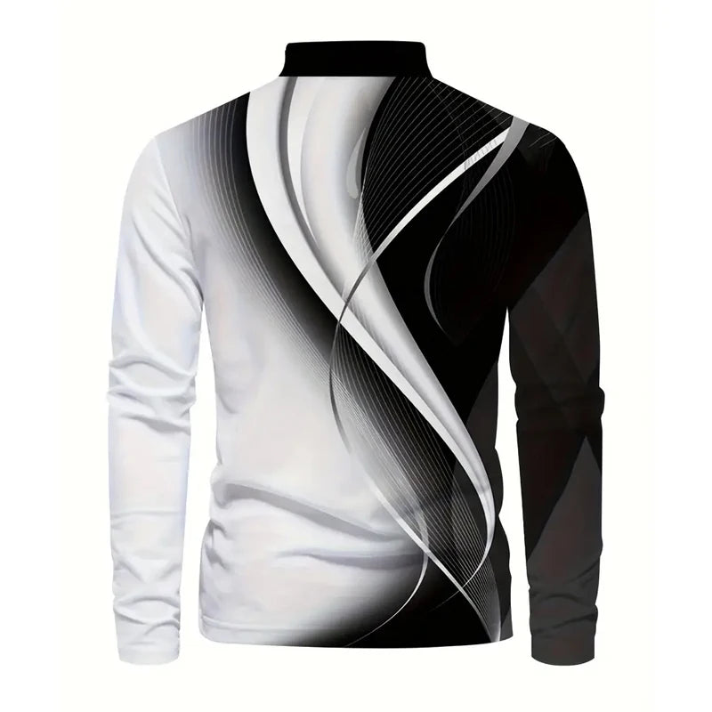 Men's Graphic Polo Shirts Golf Shirt Long Sleeve Polo Shirts Collared Shirts Casual. - LKBA