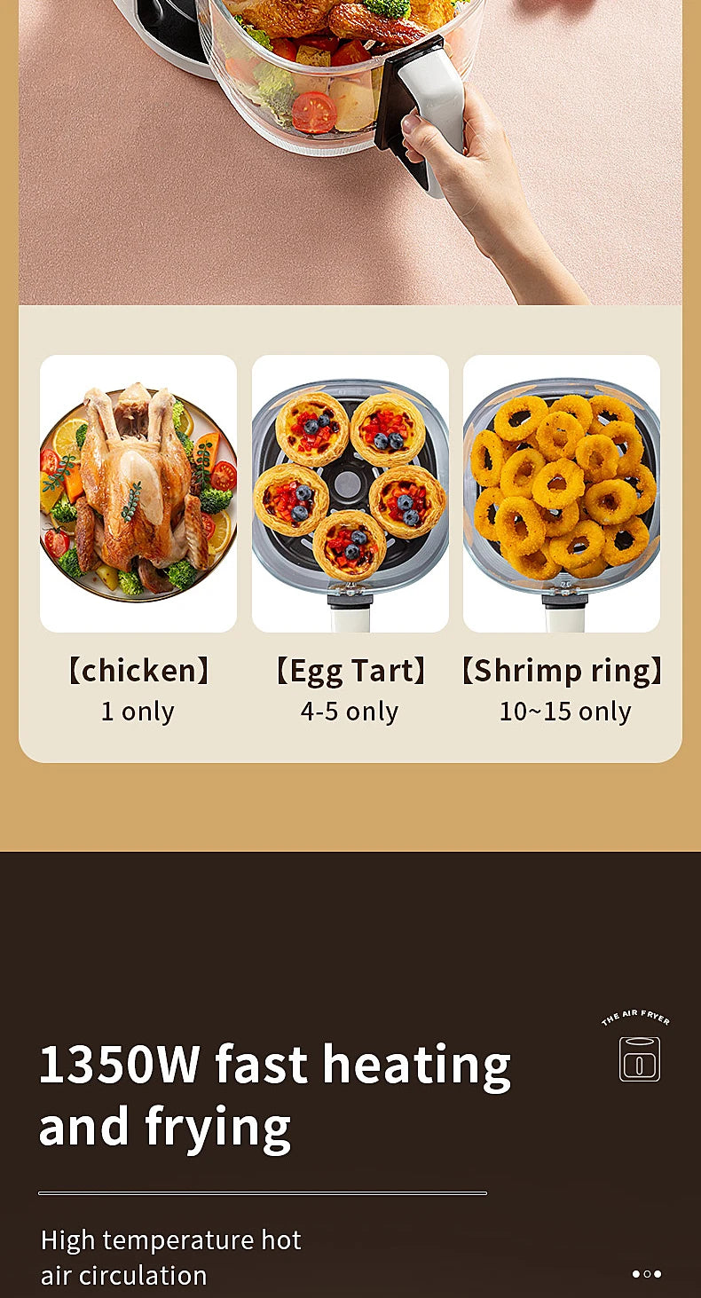 Smart Electric Air Fryer Large Capacity Convection Oven Deep Fryer Without Oil Kitchen 360°Baking - LKBA