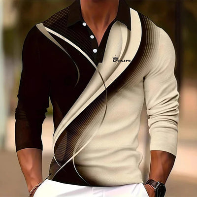 Men's Graphic Polo Shirts Golf Shirt Long Sleeve Polo Shirts Collared Shirts Casual. - LKBA