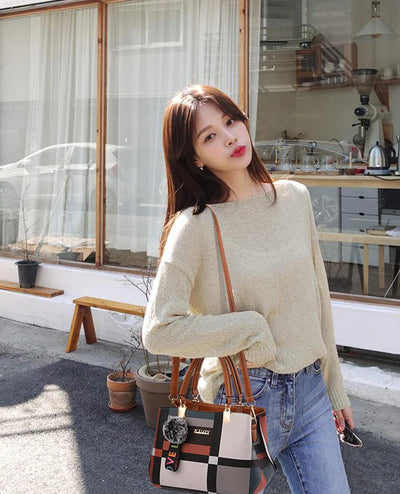 New Luxury Handbag Women Stitching Wild Messenger Bags Designer Brand Plaid Shoulder Bag Female Ladies Totes - LKBA