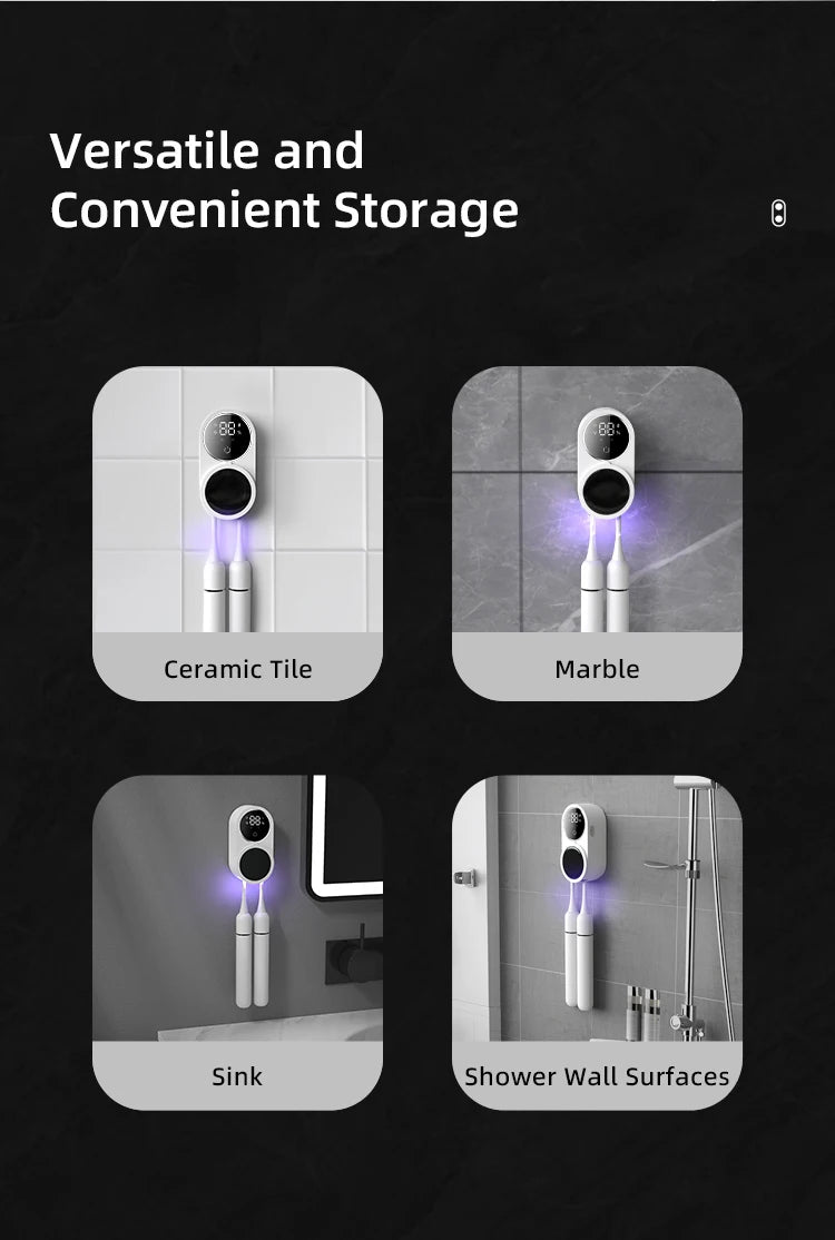 Mini Portable Rechargeable Travel Toothbrush Sterilizer Induction Switch with Charge Display UV Toothbrush Sterilizer Case - LKBA