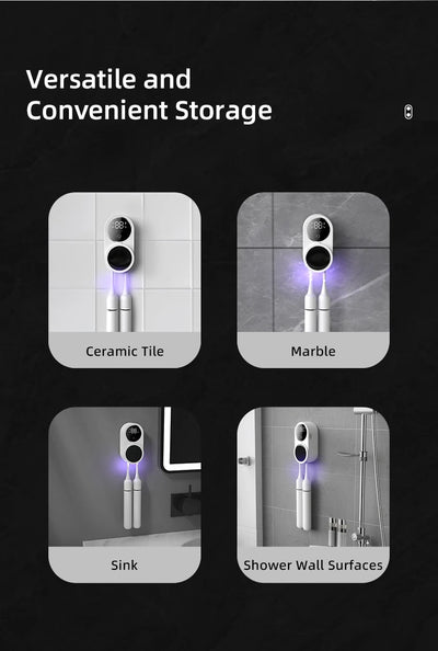 Mini Portable Rechargeable Travel Toothbrush Sterilizer Induction Switch with Charge Display UV Toothbrush Sterilizer Case - LKBA