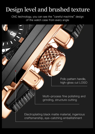 OLEVS Top Brand Male Watches Square Quartz Watch Watch For Men Waterproof Leather Strap Sport Clock Male Relogio Masculino - LKBA