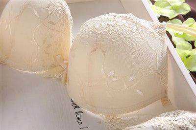 European Style Sexy Bra Set Women Cotton Underwear Sexy Lace Panties Female Push Up Brassiere Fashion Solid Color Lingerie Set - LKBA