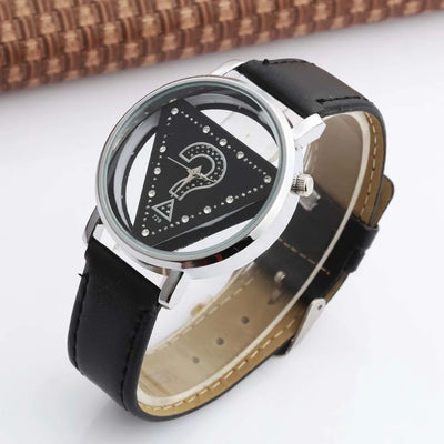 Womage Women Watches Ladies Watches Fashion Triangle Watches Women Transparent  Watches Quartz Wristwatches Leather reloj mujer - LKBA