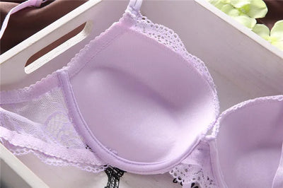 European Style Sexy Bra Set Women Cotton Underwear Sexy Lace Panties Female Push Up Brassiere Fashion Solid Color Lingerie Set