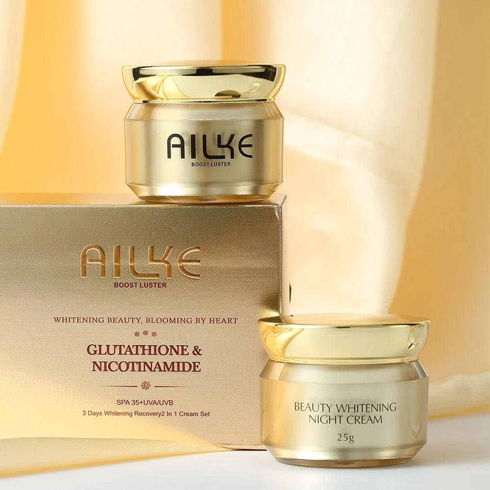 AILKE Lightening Facial Skin Care Cream With Glutathione, Reduce Dark Spots, Improve Dull Skin, Moisturizing Face Clean Set