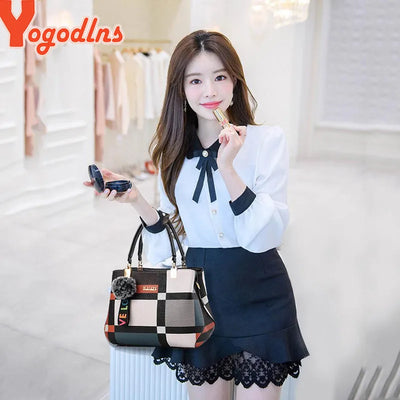 New Luxury Handbag Women Stitching Wild Messenger Bags Designer Brand Plaid Shoulder Bag Female Ladies Totes - LKBA