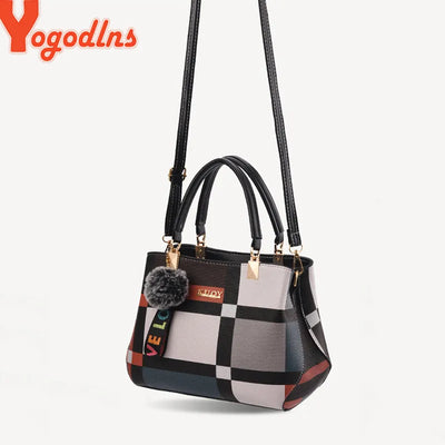 New Luxury Handbag Women Stitching Wild Messenger Bags Designer Brand Plaid Shoulder Bag Female Ladies Totes - LKBA