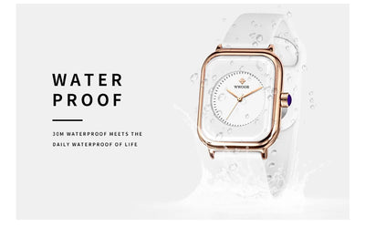 WWOOR Luxury Brand Watches For Women Fashion Square Purple Ladies Quartz Wristwatch Waterproof Silicone Band Relogio Feminino - LKBA