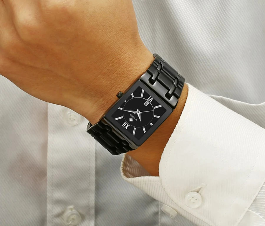 WWOOR Brand Luxury Gold Bracelet Men's Watches Fashion Square Quartz Wrist Watch For Men Stainless Steel Waterproof Reloj Hombre - LKBA