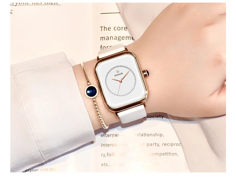 WWOOR Luxury Brand Watches For Women Fashion Square Purple Ladies Quartz Wristwatch Waterproof Silicone Band Relogio Feminino - LKBA