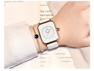 WWOOR Luxury Brand Watches For Women Fashion Square Purple Ladies Quartz Wristwatch Waterproof Silicone Band Relogio Feminino - LKBA