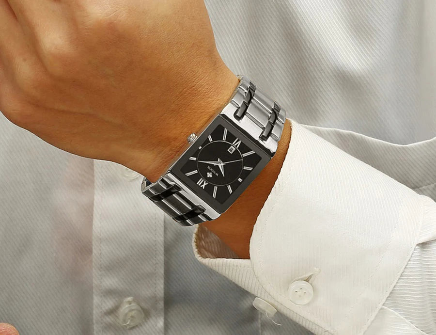 WWOOR Brand Luxury Gold Bracelet Men's Watches Fashion Square Quartz Wrist Watch For Men Stainless Steel Waterproof Reloj Hombre - LKBA