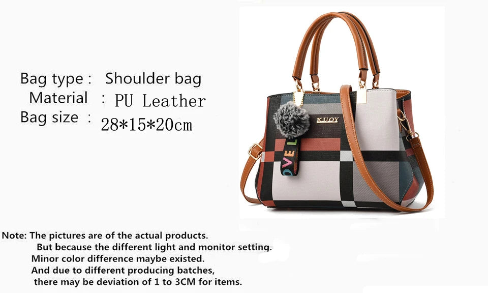 New Luxury Handbag Women Stitching Wild Messenger Bags Designer Brand Plaid Shoulder Bag Female Ladies Totes - LKBA