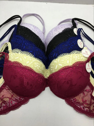 European Style Sexy Bra Set Women Cotton Underwear Sexy Lace Panties Female Push Up Brassiere Fashion Solid Color Lingerie Set - LKBA