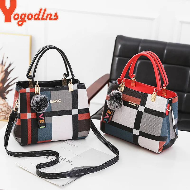 New Luxury Handbag Women Stitching Wild Messenger Bags Designer Brand Plaid Shoulder Bag Female Ladies Totes - LKBA