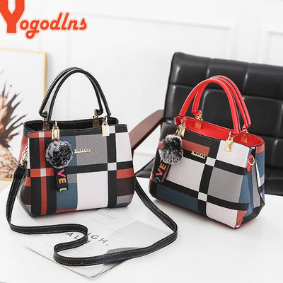 New Luxury Handbag Women Stitching Wild Messenger Bags Designer Brand Plaid Shoulder Bag Female Ladies Totes - LKBA