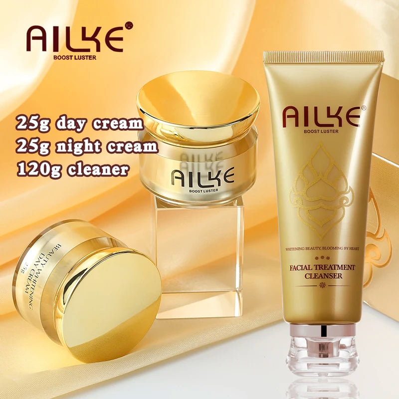 AILKE Lightening Facial Skin Care Cream With Glutathione, Reduce Dark Spots, Improve Dull Skin, Moisturizing Face Clean Set
