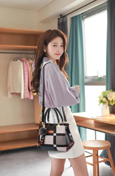 New Luxury Handbag Women Stitching Wild Messenger Bags Designer Brand Plaid Shoulder Bag Female Ladies Totes - LKBA