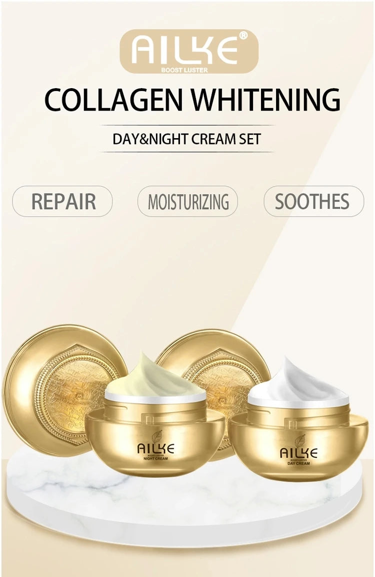 AILKE Whitening Dark Spots Remove Facial Skin Care Cream With Collagen, Reduce Freckles, Wrinkles, Women Premium Face Product - LKBA