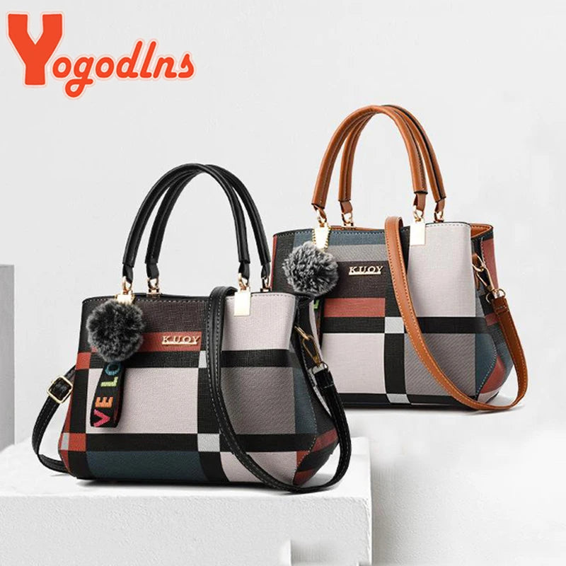 New Luxury Handbag Women Stitching Wild Messenger Bags Designer Brand Plaid Shoulder Bag Female Ladies Totes - LKBA