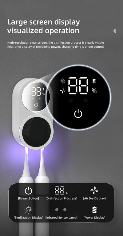 Mini Portable Rechargeable Travel Toothbrush Sterilizer Induction Switch with Charge Display UV Toothbrush Sterilizer Case - LKBA