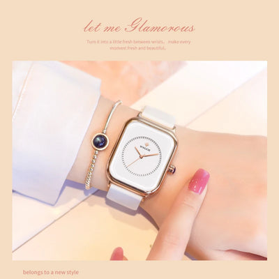 WWOOR Luxury Brand Watches For Women Fashion Square Purple Ladies Quartz Wristwatch Waterproof Silicone Band Relogio Feminino - LKBA