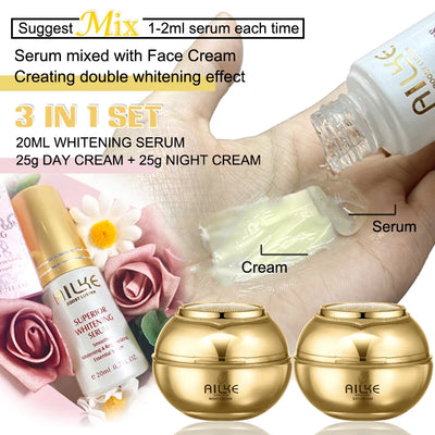 AILKE Whitening Dark Spots Remove Facial Skin Care Cream With Collagen, Reduce Freckles, Wrinkles, Women Premium Face Product - LKBA