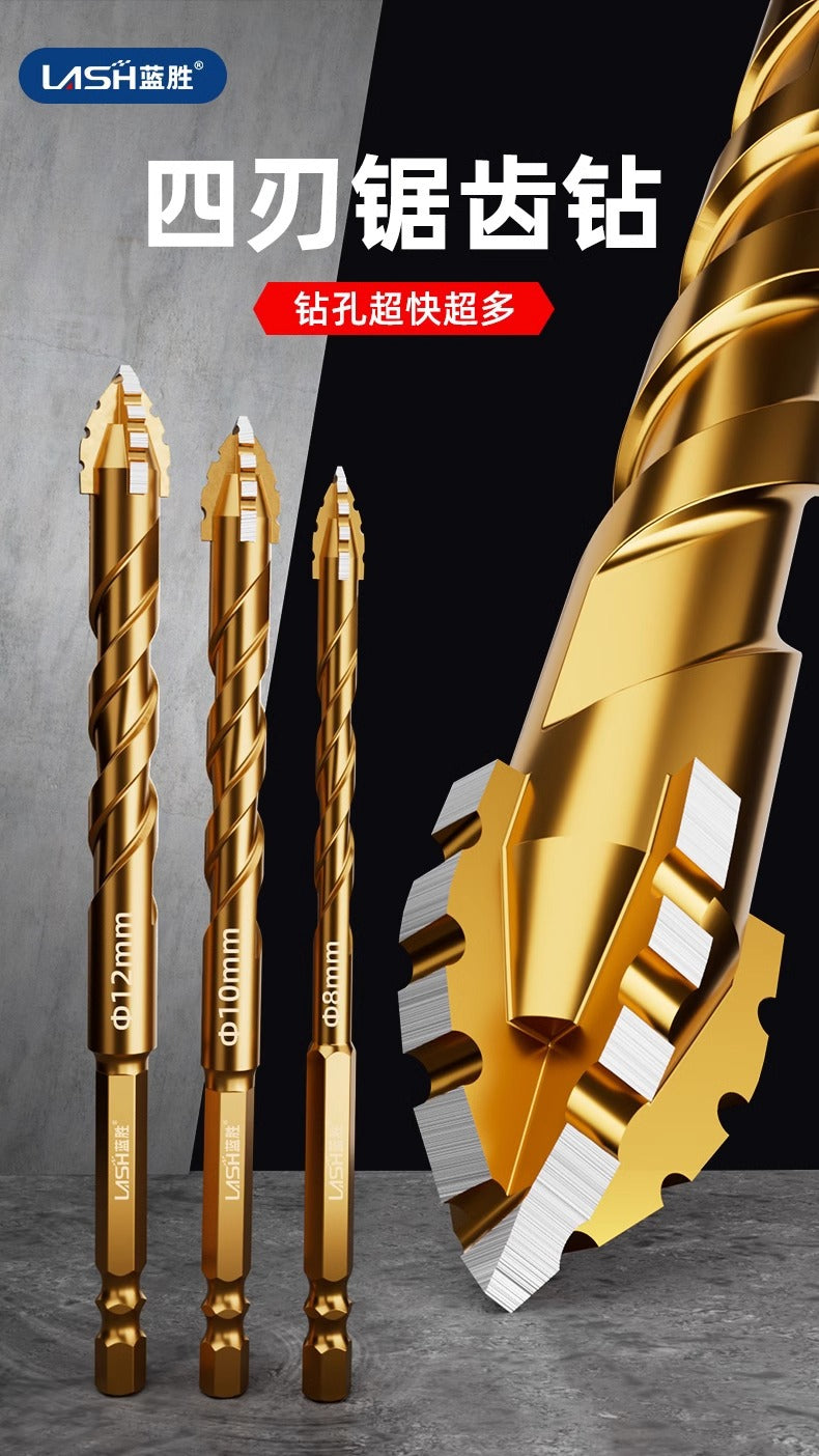 Upgraded four-edged sawtooth drill bit for tile drilling and concrete special electric drill ultra-high hardness drill bit - LKBA