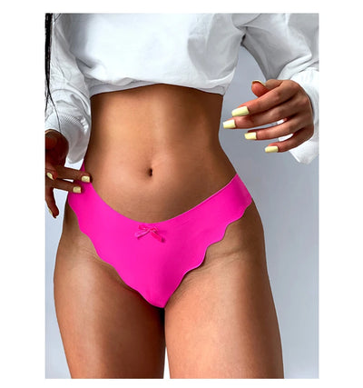 Ultra-thin Quick Drying Lady thong Breathable Ice Silk Women's G-string Comfortable Wave edge Seamless Female T-Pants - LKBA