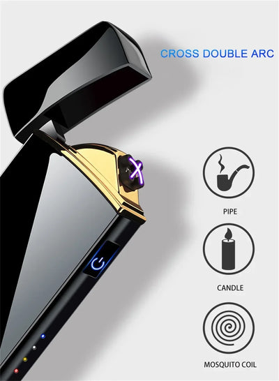 2025 Electric Windproof Metal Lighter Double Arc Flameless Plasma - LKBA