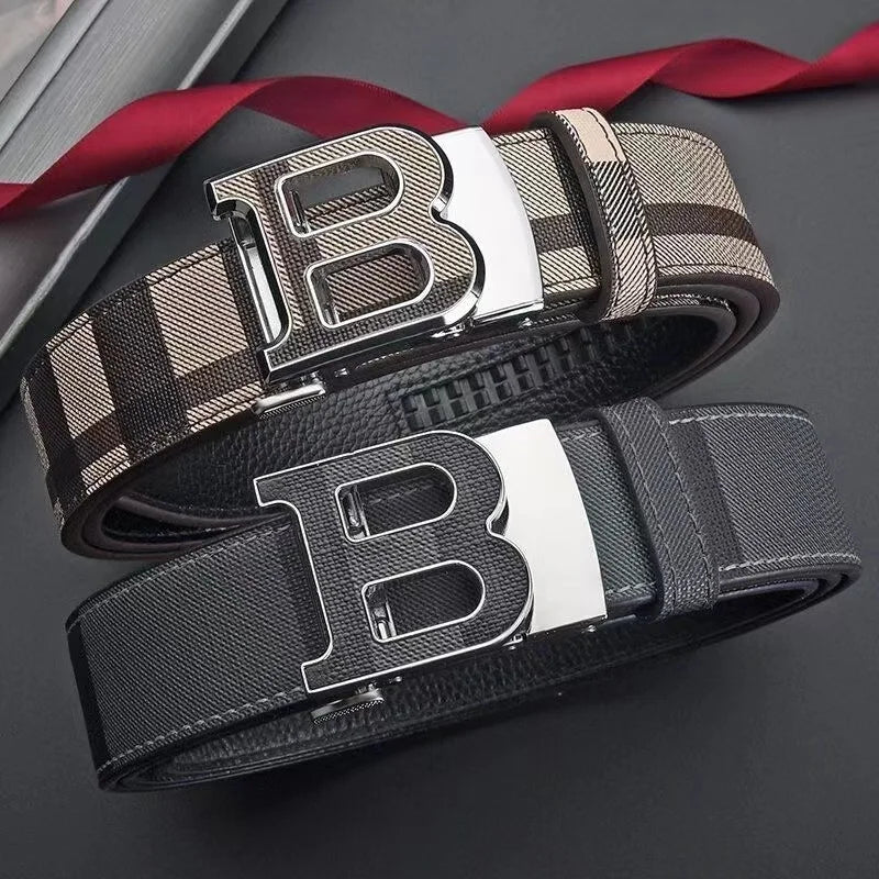 Genuine leather casual fashion men's belt cowhide alloy automatic buckle luxury brand men's belt - LKBA