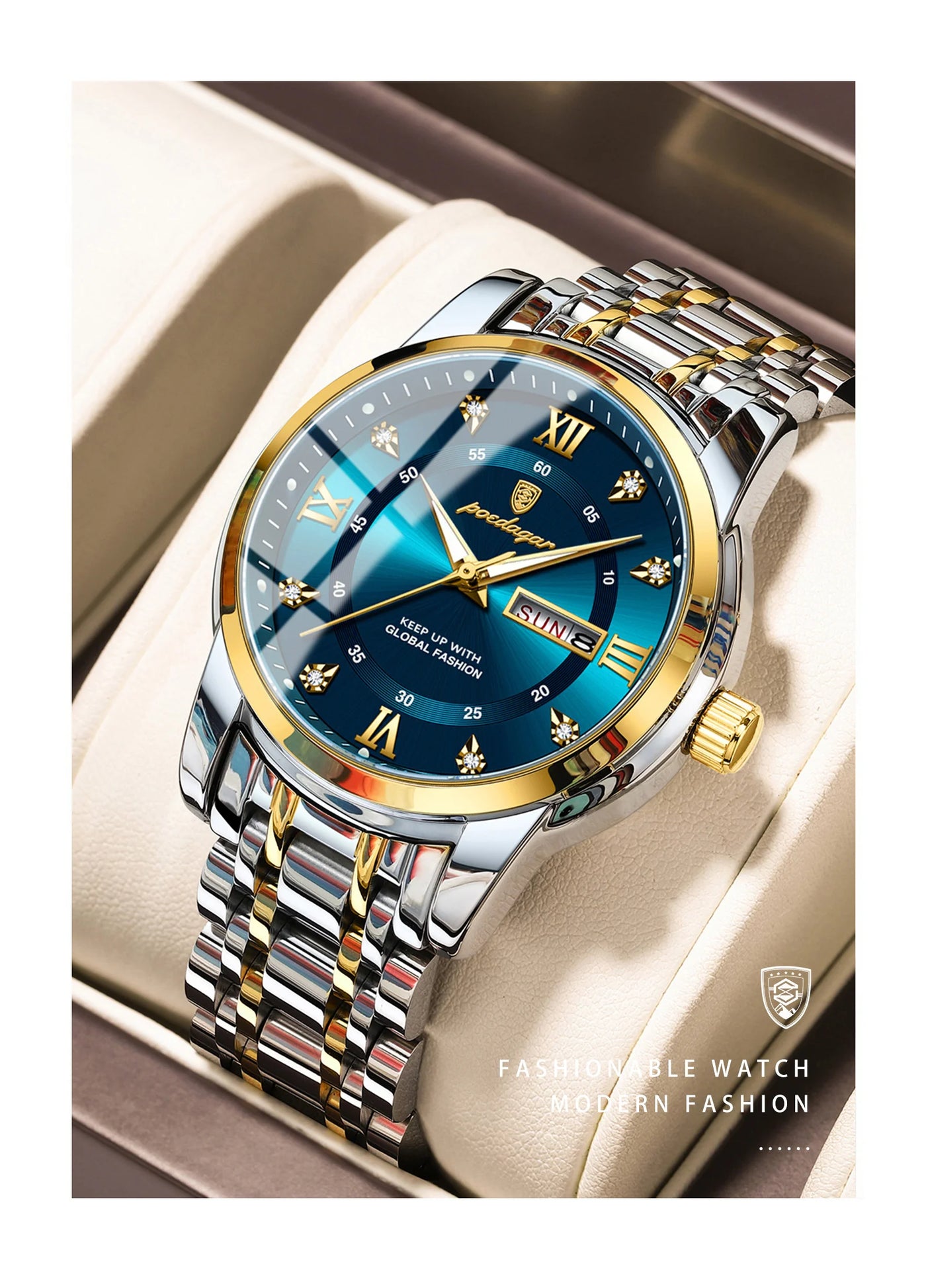 POEDAGAR Luxury Watch for Man Elegant Date Week Waterproof Luminous Men Watch Quartz Stainless Steel Sports Men's Watches reloj - LKBA