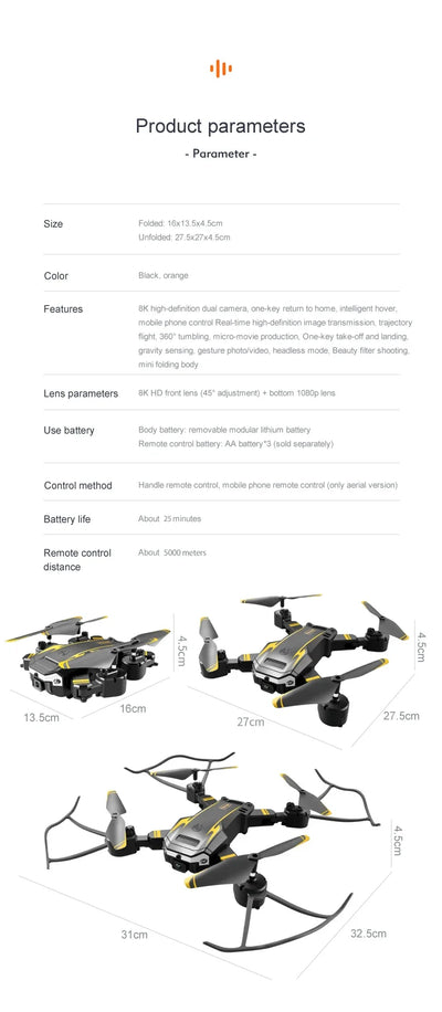 G6 Pro GPS Professional Drone 8K HD Dual-Camera Aerial Photography Omnidirectional Obstacle Avoidance Quadrotor RC Distance 5KM - LKBA