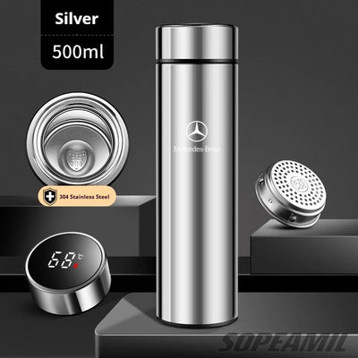 Car Vacuum Cup Thermos Mug Temperature Display Coffee Cup Mercedes-Benz A C E S Class A35 A45 C43 CLA CLS GLA GLC GLK ML SL Vito - LKBA