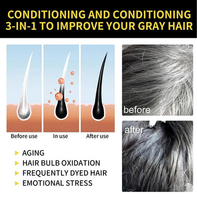 100ML Magic Natural Herbal Hair Dye Shampoo 3 in 1 Hair Color Shampoo for Gary Hair Dark Brown Black Women & Men Grey Coverage - LKBA