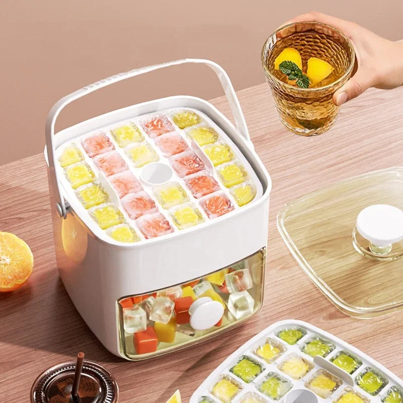 48 Grids Ice Tray Ice Model Machine Double-layer Large Capacity Ice Storage Machine Fridge - LKBA