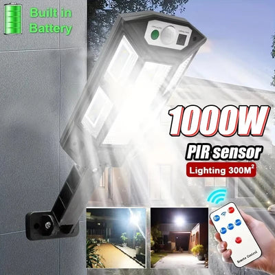 New Solar Lamp Outdoor Sunlight Motion Sensor 8m Remote Control Solar Focus Wall Street Light Waterproof External Solar Lamp - LKBA