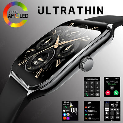 New Ultra Thin Smart Watch men 1.96" AMOLED 360*360 HD Pixel Display Always Show Time Call Reminder Smartwatch Ladies For huawei - LKBA