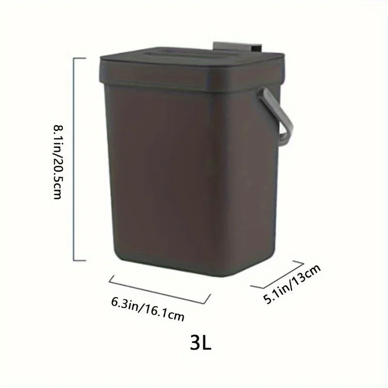 Space-Saving Quiet-Close Trash Can - 3/5L, Eco-Friendly Sealed Bin for Kitchen & Office - LKBA